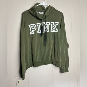 PINK Victoria's Secret Cowl Neck Sweatshirt Olive Women's Sz L
